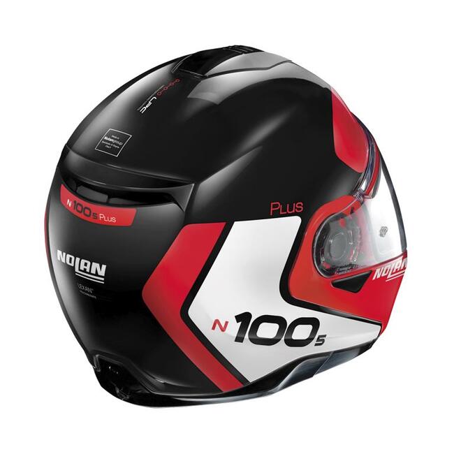 Casco Modulare N100-5 P Distinctive N-com 027 Glossy Black Red Nolan